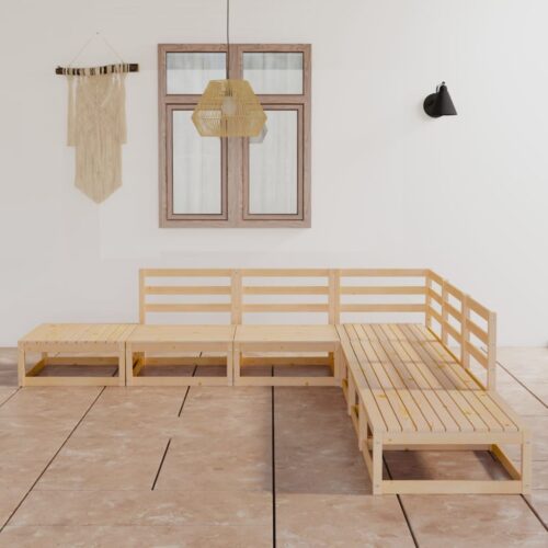 7-Piece Garden Lounge Set Pine Wood Outdoor Patio Furniture - Image 2