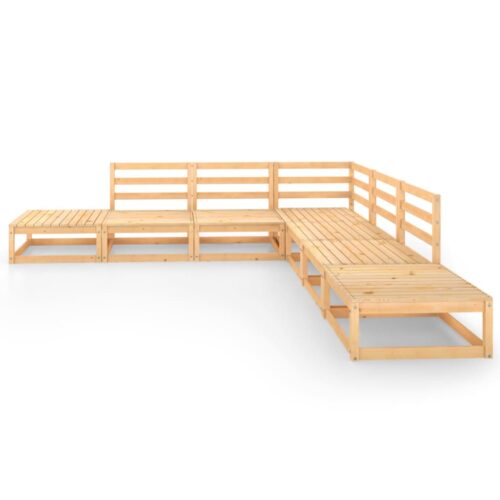 7-Piece Garden Lounge Set Pine Wood Outdoor Patio Furniture - Image 3