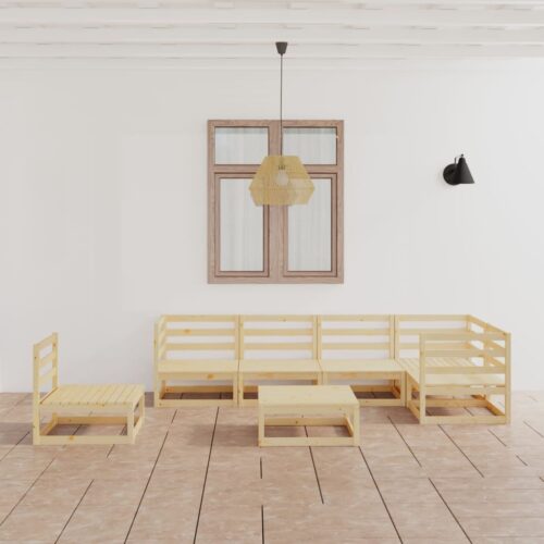 7-Piece Garden Lounge Set Pine Wood Outdoor Patio Furniture - Image 2
