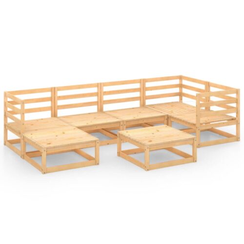 7-Piece Garden Lounge Set Pine Wood Outdoor Patio Furniture