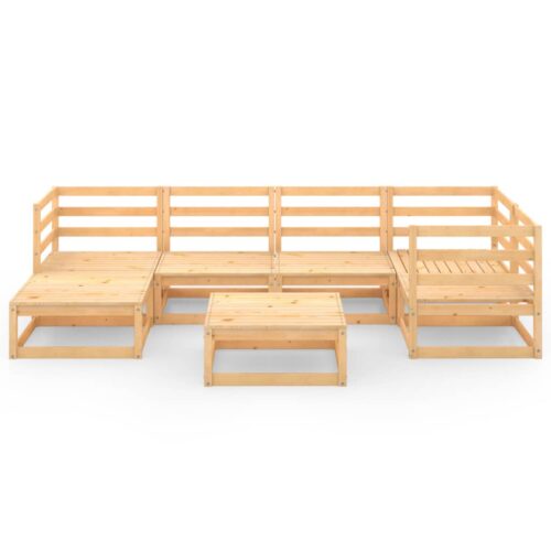 7-Piece Garden Lounge Set Pine Wood Outdoor Patio Furniture - Image 3