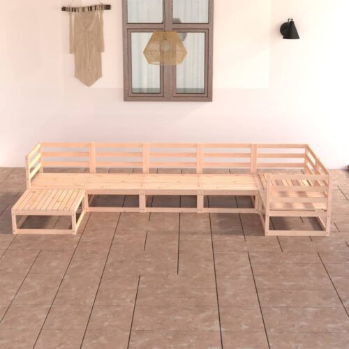 7-Piece Garden Lounge Set Pine Wood Outdoor Patio Furniture - Image 2