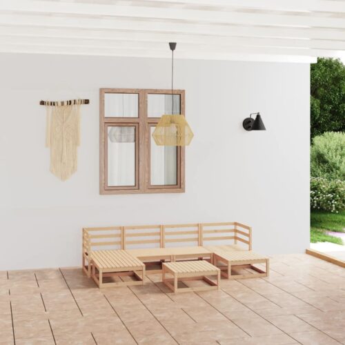 7-Piece Garden Lounge Set Pine Wood Outdoor Patio Furniture - Image 2