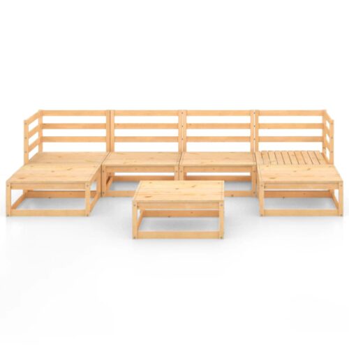 7-Piece Garden Lounge Set Pine Wood Outdoor Patio Furniture - Image 3