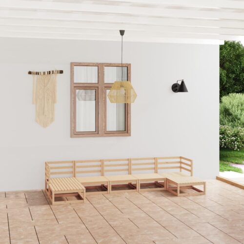 7-Piece Garden Lounge Set Pine Wood Outdoor Patio Furniture - Image 2