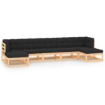7-Piece Garden Lounge Set with Anthracite Cushions Pine Wood Outdoor Patio Furniture