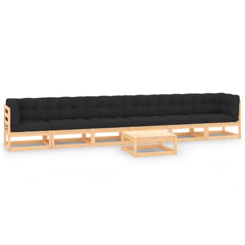 7-Piece Garden Lounge Set with Anthracite Cushions Pine Wood Outdoor Patio Furniture