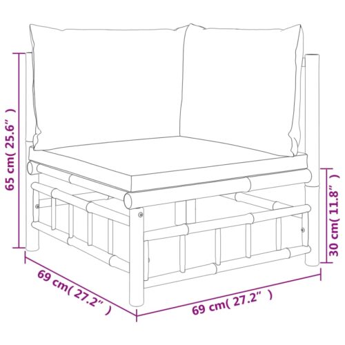 7-Piece Garden Lounge Set with Cream White Cushions Bamboo Outdoor Patio Lounge Furniture - Image 8