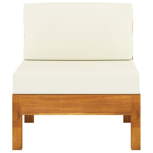 7-Piece Garden Lounge Set with Cream White Cushions Acacia Wood Outdoor Patio Lounge Furniture - Image 7