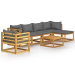 7-Piece Garden Lounge Set with Cushion Acacia Wood Timber Outdoor Patio Furniture