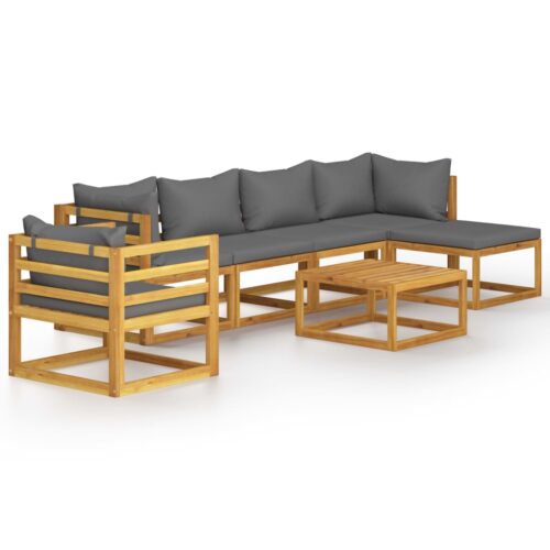 7-Piece Garden Lounge Set with Cushion Acacia Wood Timber Outdoor Patio Furniture