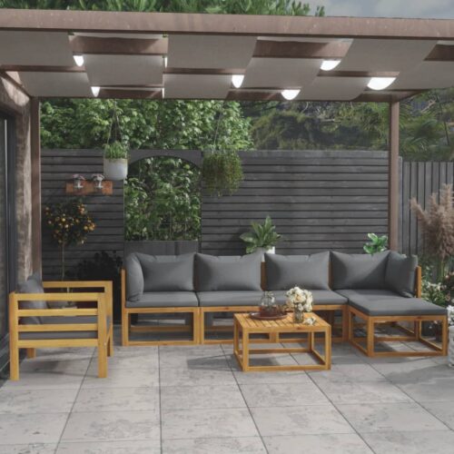 7-Piece Garden Lounge Set with Cushion Acacia Wood Timber Outdoor Patio Furniture - Image 2