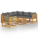 7-Piece Garden Lounge Set with Cushion Acacia Wood Timber Outdoor Patio Furniture