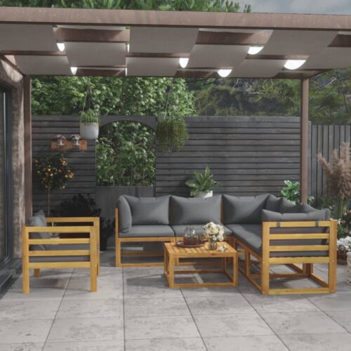 7-Piece Garden Lounge Set with Cushion Acacia Wood Timber Outdoor Patio Furniture - Image 2