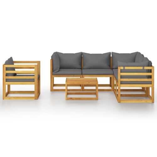 7-Piece Garden Lounge Set with Cushion Acacia Wood Timber Outdoor Patio Furniture - Image 3