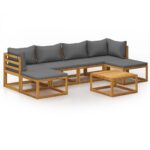 7-Piece Garden Lounge Set with Cushion Acacia Wood Timber Outdoor Patio Furniture