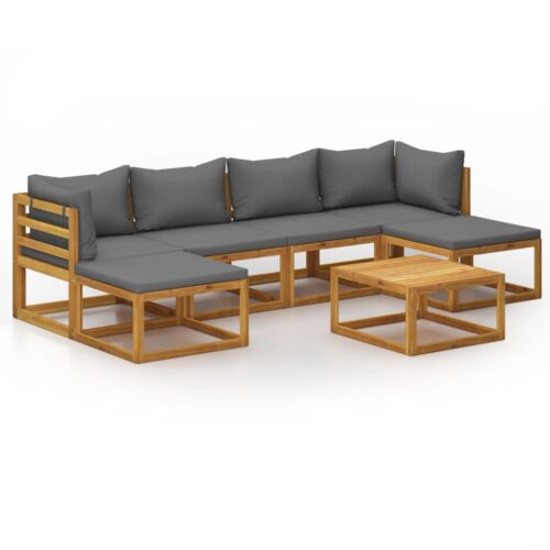 7-Piece Garden Lounge Set with Cushion Acacia Wood Timber Outdoor Patio Furniture