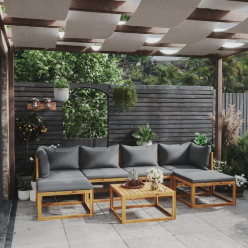 7-Piece Garden Lounge Set with Cushion Acacia Wood Timber Outdoor Patio Furniture - Image 2