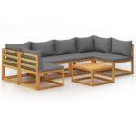 7-Piece Garden Lounge Set with Cushion Acacia Wood Timber Outdoor Patio Furniture