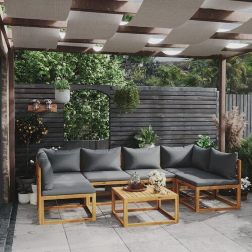 7-Piece Garden Lounge Set with Cushion Acacia Wood Timber Outdoor Patio Furniture - Image 2