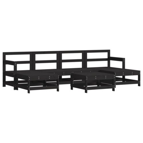 7-Piece Garden Lounge Set with Cushions Black Wood Timber Outdoor Patio Furniture - Image 3