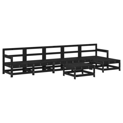 7-Piece Garden Lounge Set with Cushions Black Wood Timber Outdoor Patio Furniture - Image 3