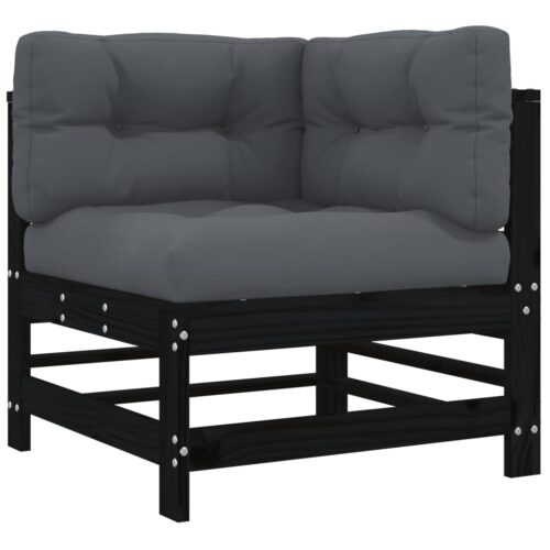7-Piece Garden Lounge Set with Cushions Black Wood Timber Outdoor Patio Furniture - Image 5