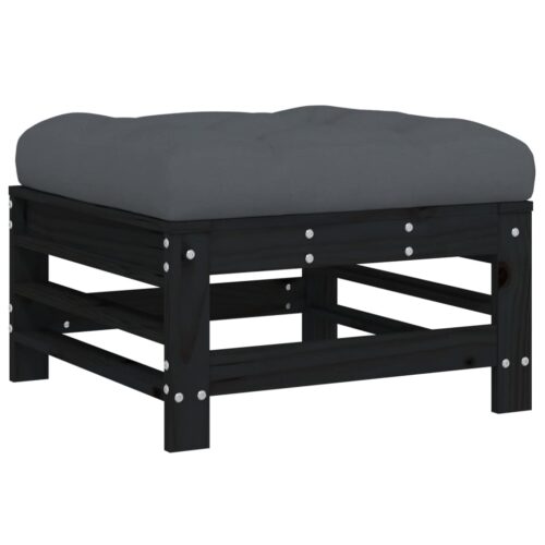 7-Piece Garden Lounge Set with Cushions Black Wood Timber Outdoor Patio Furniture - Image 6