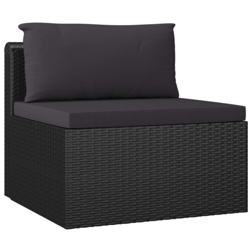 7-Piece Garden Lounge Set with Cushions Poly Rattan Wicker Outdoor Patio Furniture Black - Image 4