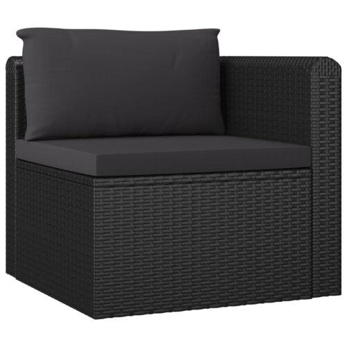 7-Piece Garden Lounge Set with Cushions Poly Rattan Wicker Outdoor Patio Furniture Black - Image 5