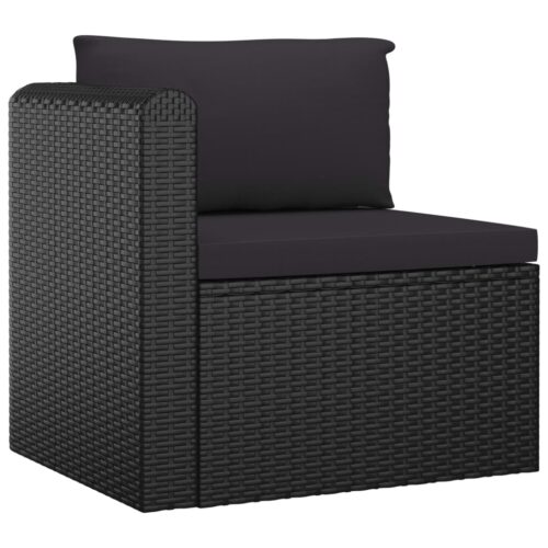 7-Piece Garden Lounge Set with Cushions Poly Rattan Wicker Outdoor Patio Furniture Black - Image 6