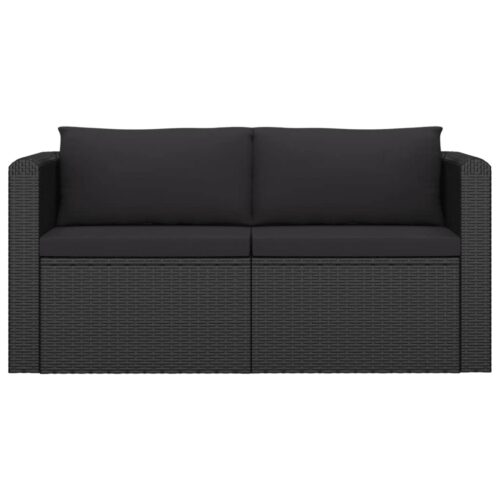 7-Piece Garden Lounge Set with Cushions Poly Rattan Wicker Outdoor Patio Furniture Black - Image 8