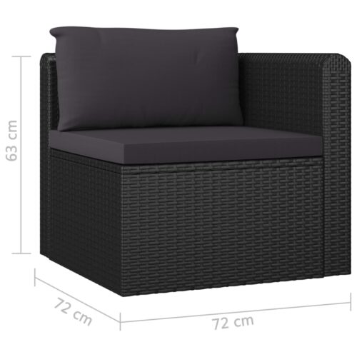 7-Piece Garden Lounge Set with Cushions Poly Rattan Wicker Outdoor Patio Furniture Black - Image 9