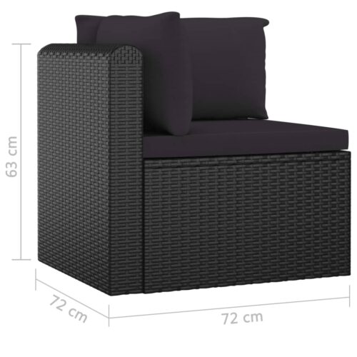 7-Piece Garden Lounge Set with Cushions Poly Rattan Wicker Outdoor Patio Furniture Black - Image 10