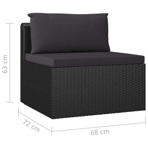 7-Piece Garden Lounge Set with Cushions Poly Rattan Wicker Outdoor Patio Furniture Black - Image 11