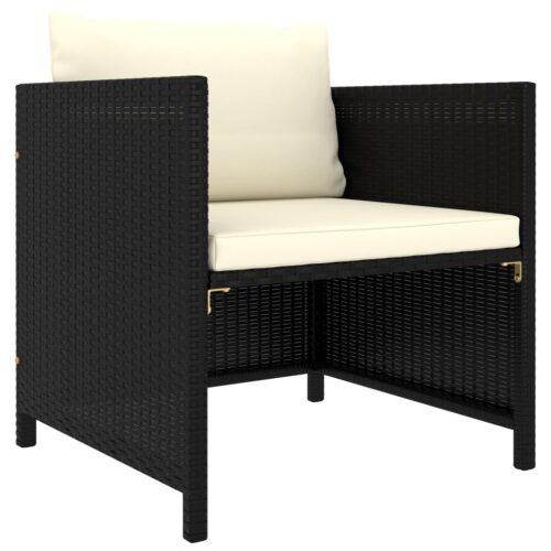 7-Piece Garden Lounge Set with Cushions Poly Rattan Wicker Outdoor Patio Furniture Black - Image 7