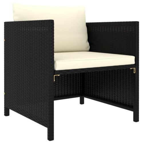 7-Piece Garden Lounge Set with Cushions Poly Rattan Wicker Outdoor Patio Furniture Black - Image 6