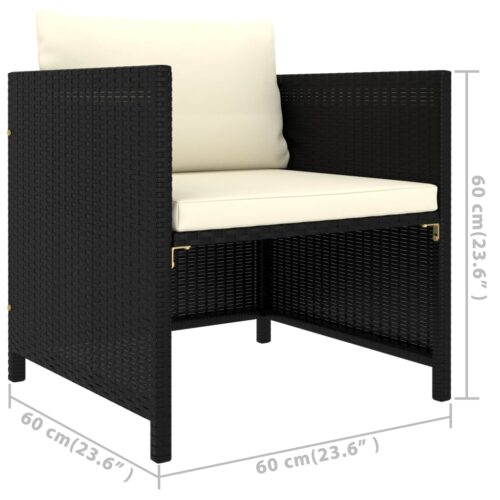 7-Piece Garden Lounge Set with Cushions Poly Rattan Wicker Outdoor Patio Furniture Black - Image 11