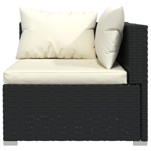 7-Piece Garden Lounge Set with Cushions Poly Rattan Wicker Outdoor Patio Furniture Black - Image 3