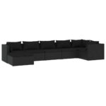 7-Piece Garden Lounge Set with Cushions Poly Rattan Wicker Outdoor Patio Furniture Black