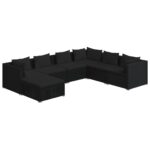 7-Piece Garden Lounge Set with Cushions Poly Rattan Wicker Outdoor Patio Furniture Black