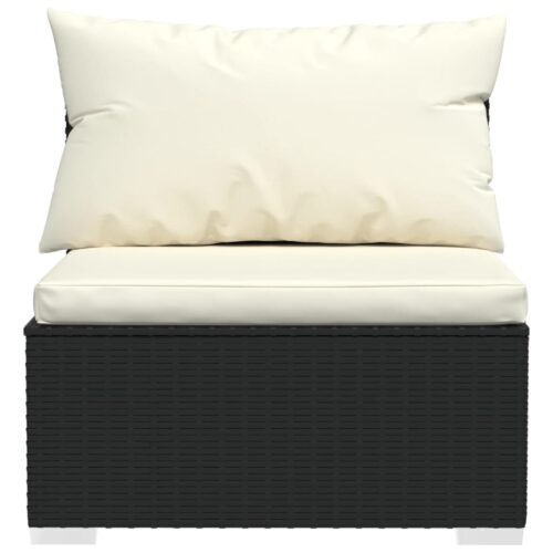 7-Piece Garden Lounge Set with Cushions Poly Rattan Wicker Outdoor Patio Furniture Black - Image 6