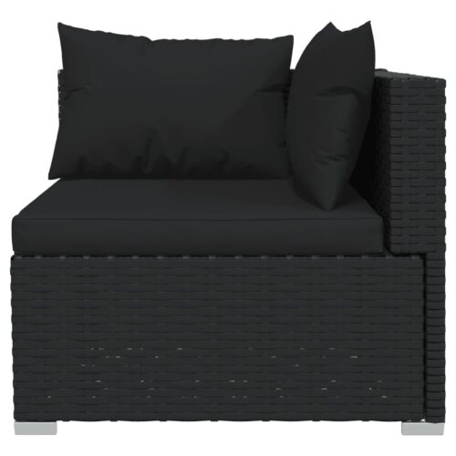 7-Piece Garden Lounge Set with Cushions Poly Rattan Wicker Outdoor Patio Furniture Black - Image 4