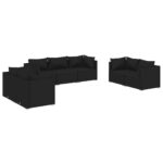 7-Piece Garden Lounge Set with Cushions Poly Rattan Wicker Outdoor Patio Furniture Black