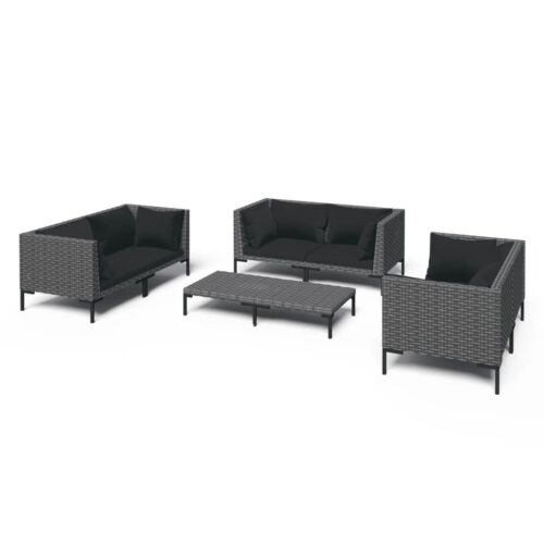 7-Piece Garden Lounge Set with Cushions Poly Rattan Wicker Outdoor Patio Furniture Dark Grey