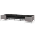 7-Piece Garden Lounge Set with Cushions Poly Rattan Wicker Outdoor Patio Furniture Dark Grey