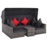 7-Piece Garden Lounge Set with Cushions Poly Rattan Wicker Outdoor Patio Furniture Grey
