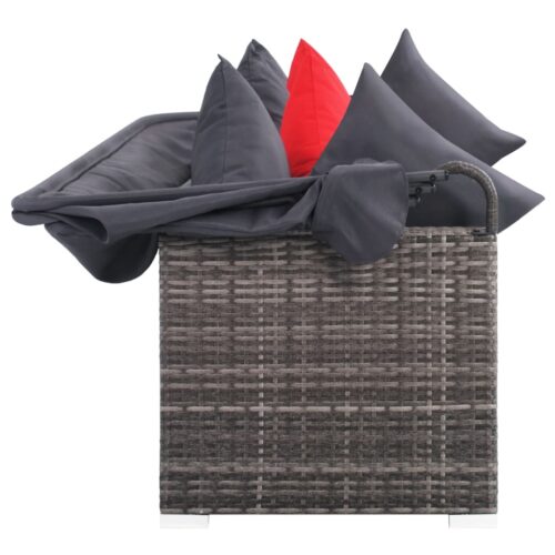 7-Piece Garden Lounge Set with Cushions Poly Rattan Wicker Outdoor Patio Furniture Grey - Image 6