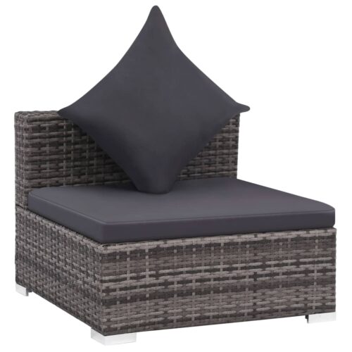 7-Piece Garden Lounge Set with Cushions Poly Rattan Wicker Outdoor Patio Furniture Grey - Image 7