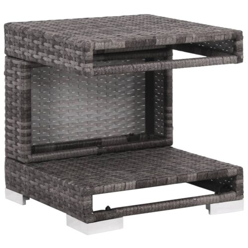 7-Piece Garden Lounge Set with Cushions Poly Rattan Wicker Outdoor Patio Furniture Grey - Image 8